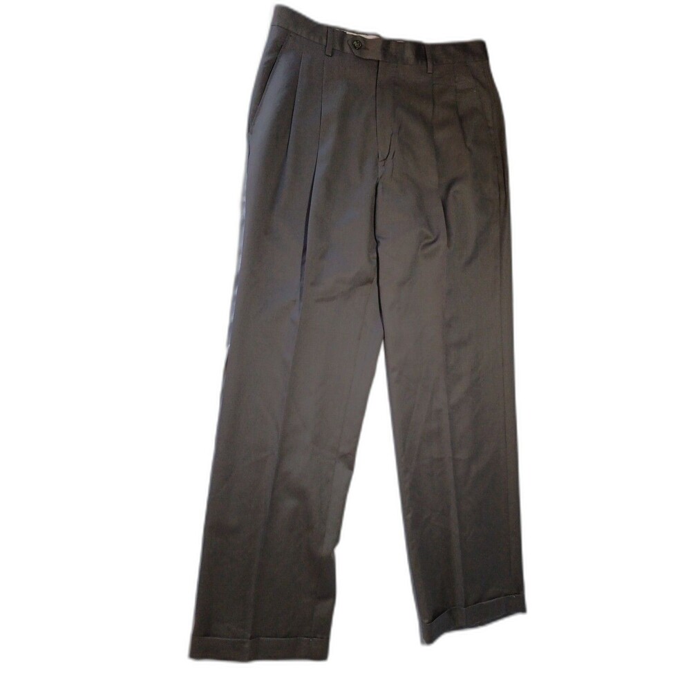 Paul Frederick Wool Dress Pants Brown Pleated Size 33r Grey Brown Green Buttons